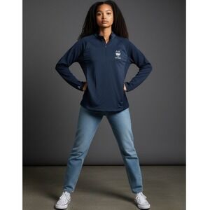 Antigua UConn Huskies Womens Navy Blue Quarter Zip Pullover Jacket Size Medium